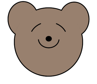 円定規と楕円定規を使いクマのイラストを描きました