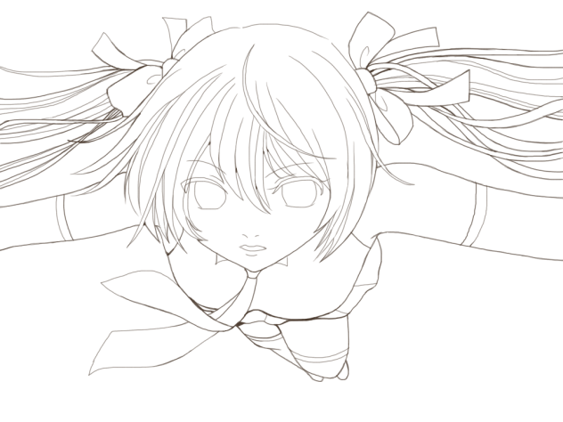 線画(ミク)
