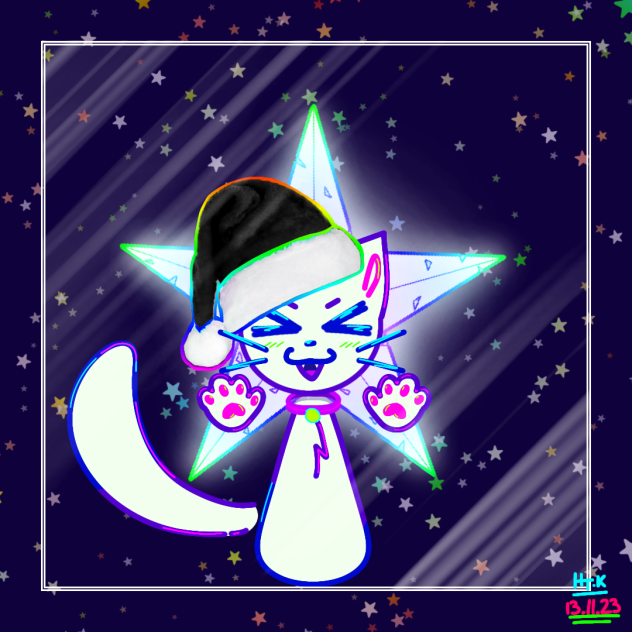 rainbow xmas cat