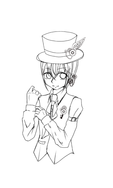 スチームパンク風なまふまふさん線画