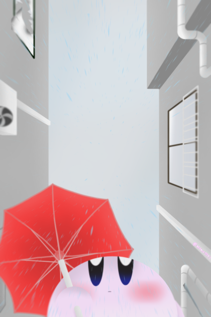 あめふり路地の紅一点