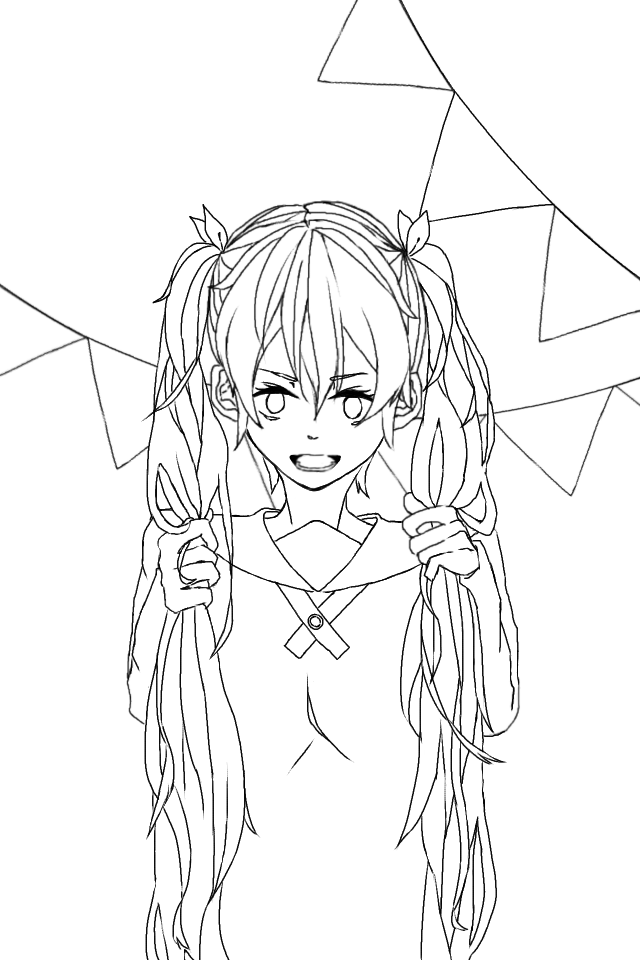 ツインテールの日(塗り絵) - ibisPaint