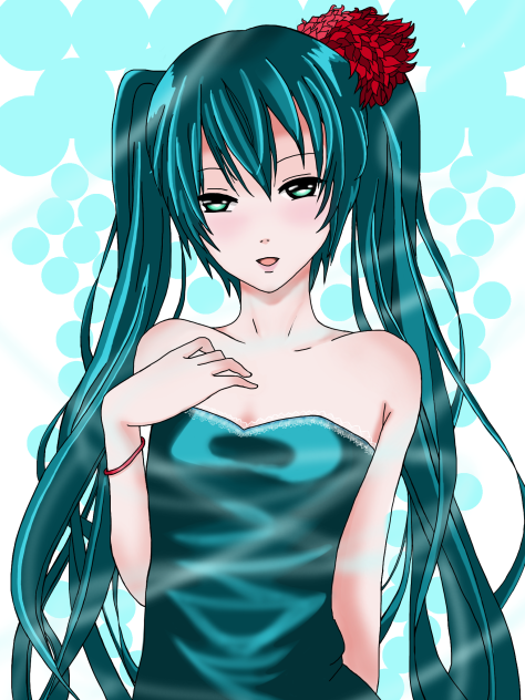 初音ミク   線画塗った