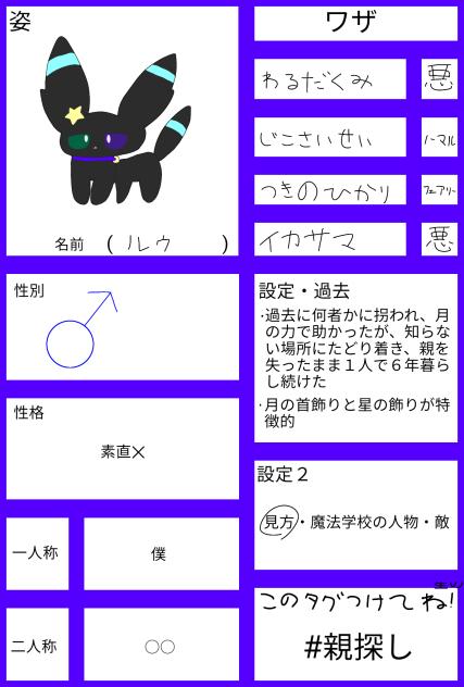 親探し キャラ募用紙 例１