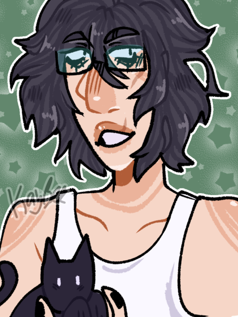 ebony and their cat !!