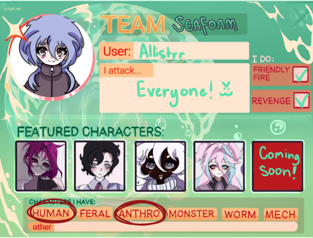 Art fight card