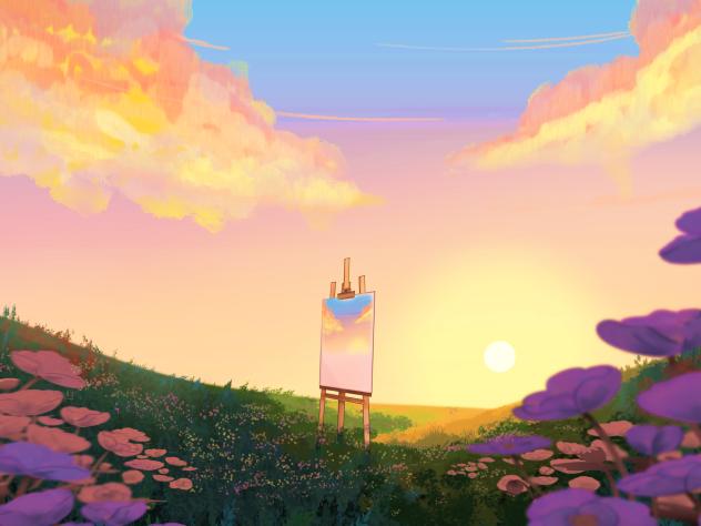 IBM4513 outdoor painting a framed
