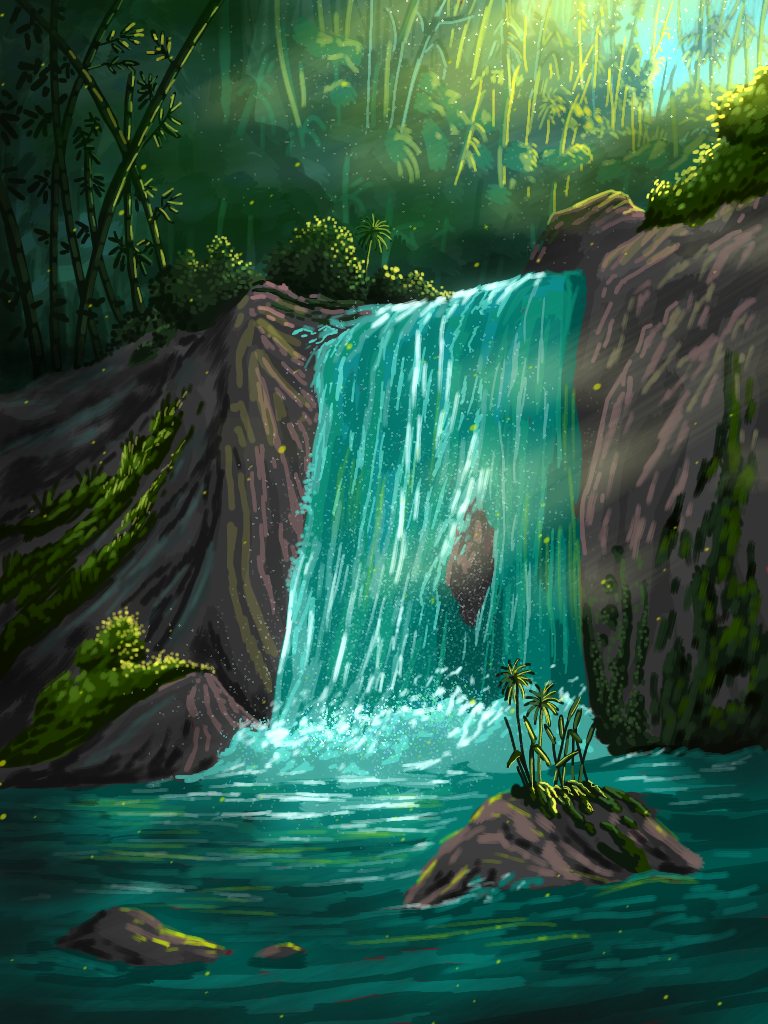 Dew on the waterfall - ibisPaint