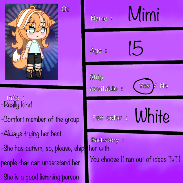 Animal student reference sheet for Anja