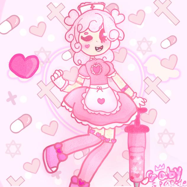 Gaby Sparkle Art kawaii pink nurse