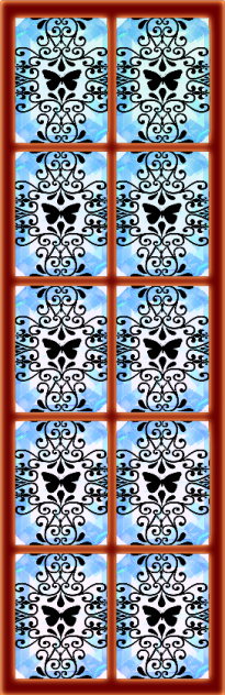 素材 窓（縦長 蝶）