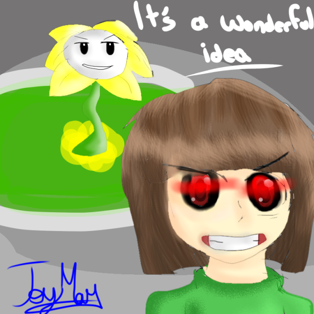 Speed Art- Flowey y Chara (Undertale)