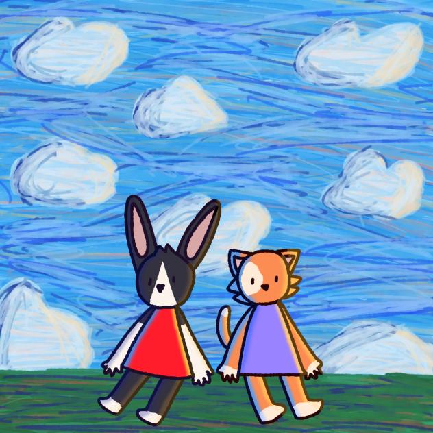 Juanita and Ollie in a field