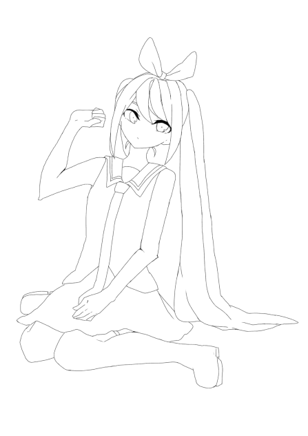 ミクさん 線画