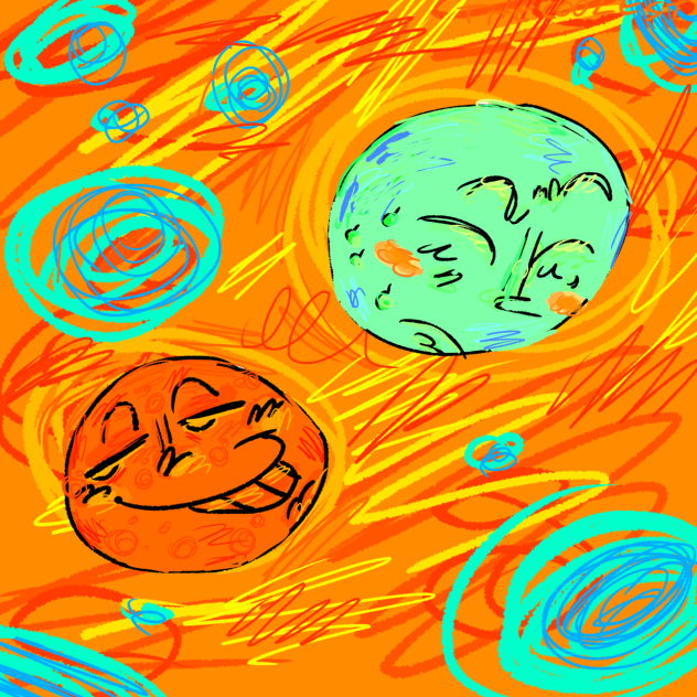 Drawn with an orange