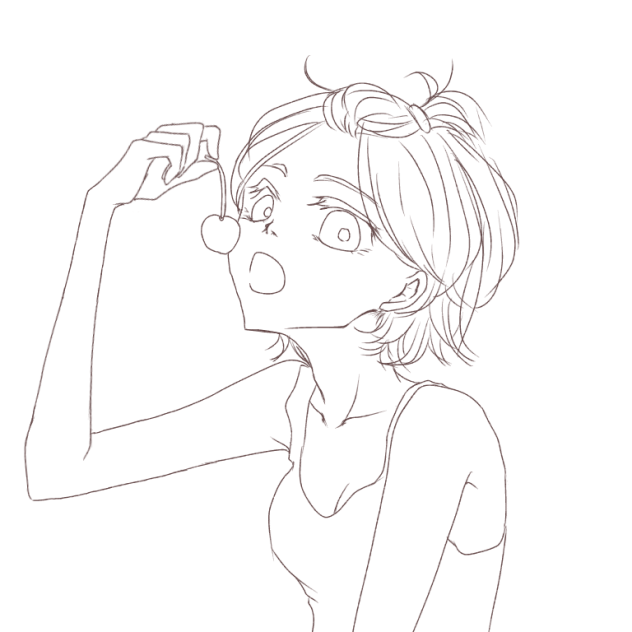 【線画】あーん