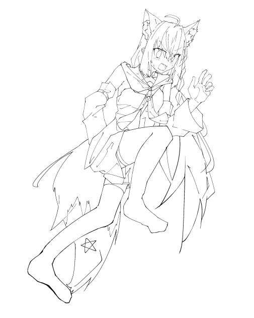 【塗り絵】黒上フブキと白上フブキを選ぶ事が出来る線画！()