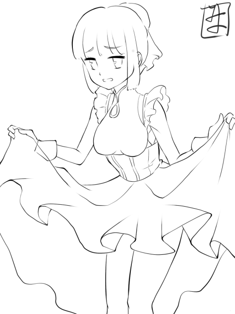 暑すぎカーテシー　ぬり絵