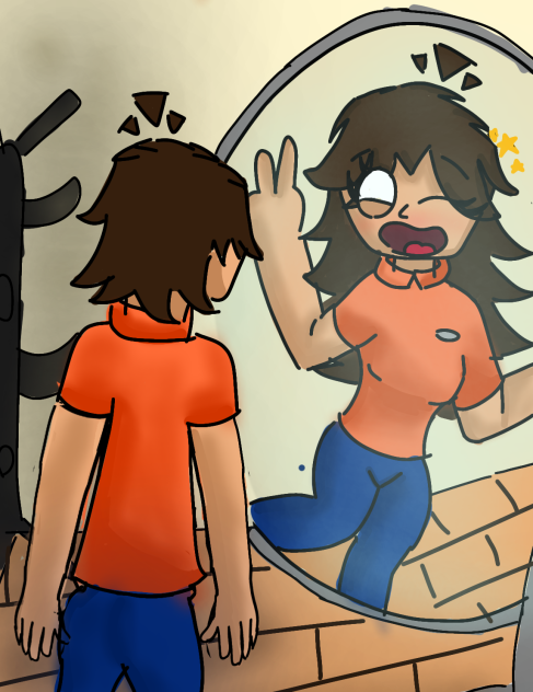 creto looking at a female version of him