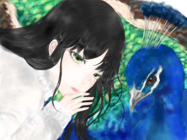 孔雀と少女