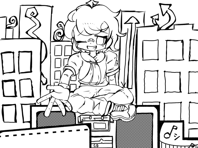 思想が音楽になる　線画黒のみ