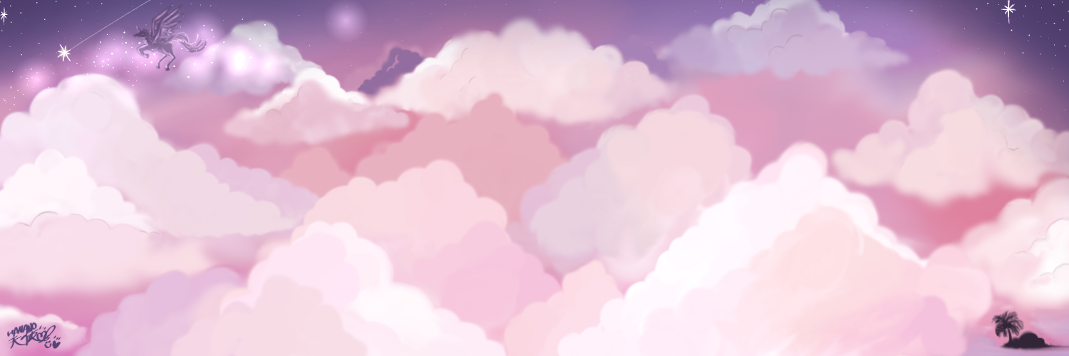 ぴんくの雲にユニコーン Ibispaint