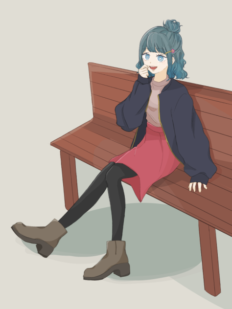 ハーフアップとベンチ