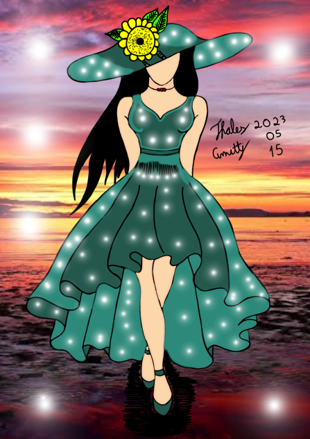 moça com vestido, desenho de hoje