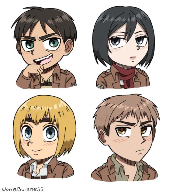 Eren, Mikasa, Armin, and JEAN!!!