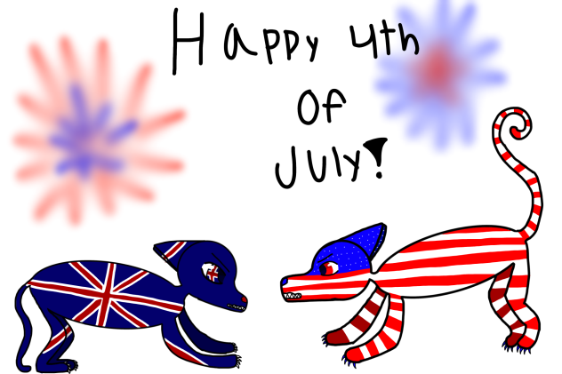 4th of July celebration art! (Cat fight)