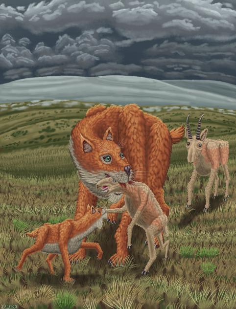 Homotherium Latidens Hunting