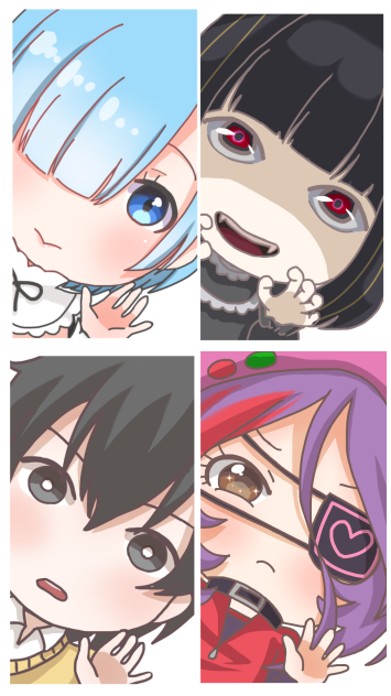 依頼絵(レムりん、まじ娘ちゃん、はるか、美玲ちゃん)