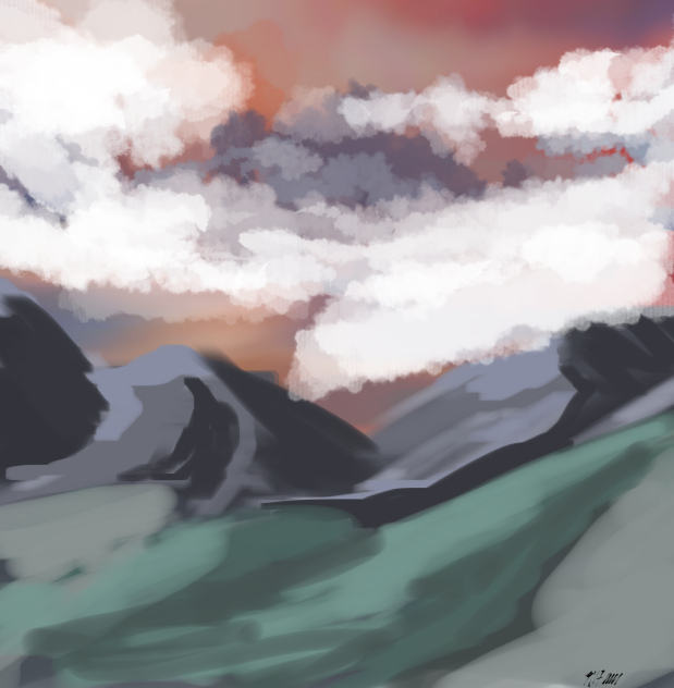 evening in the mountains - ibisPaint