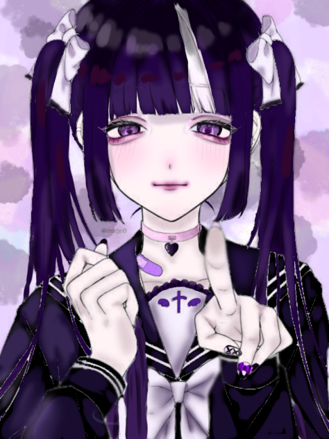 地雷ちゃん‪🫶🏻´-(フリー線画使いました)2(加工前)