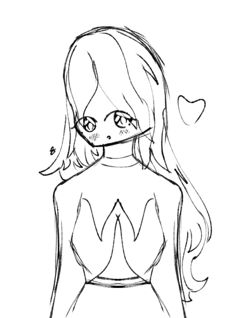 Hair thst waves to the side Sketch