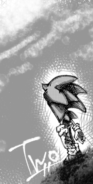 Sonic Looking at the Clouds - ibisPaint