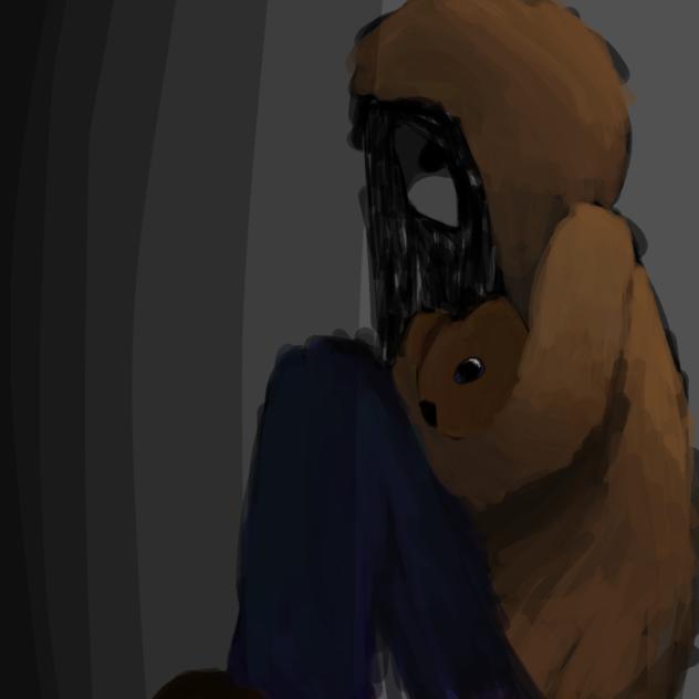 Rainy girl w mask and bear, give name