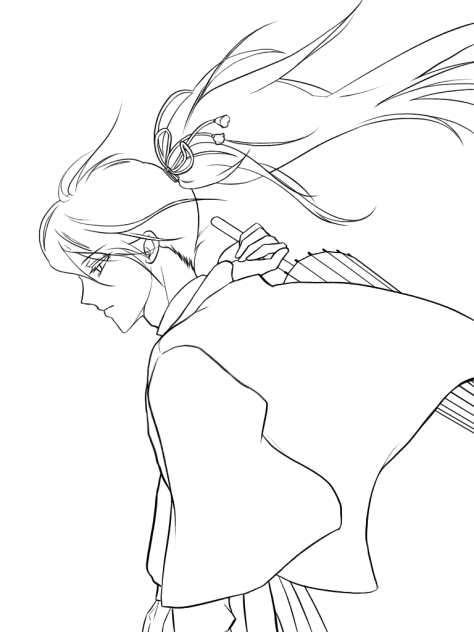 落書き 線画 傘を持つ