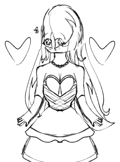 A Girl in with a Heart Sketch
