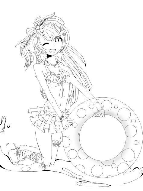 線画 (水着ことり)