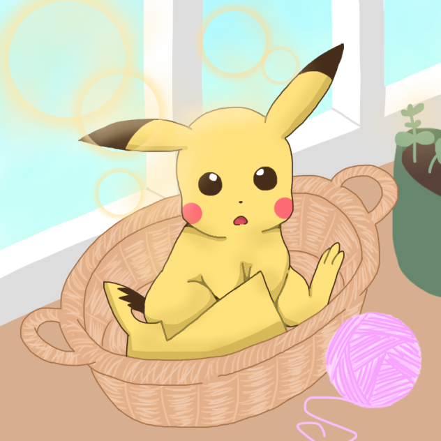 ピカチュウinかご