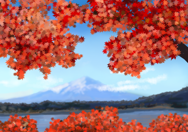 紅葉と富士山