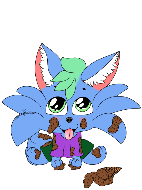 Messy Blue Puppy With Ice Cream