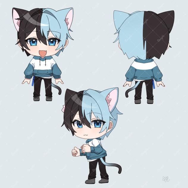 ミニキャラパーツ分け　正面・後ろ・斜め