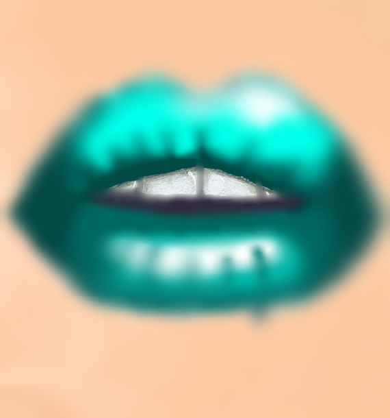 Colored over teal lips!