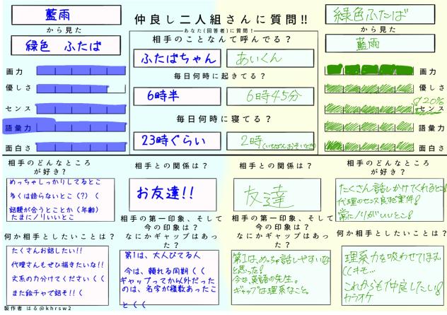 仲良し2人組さんに質問！！