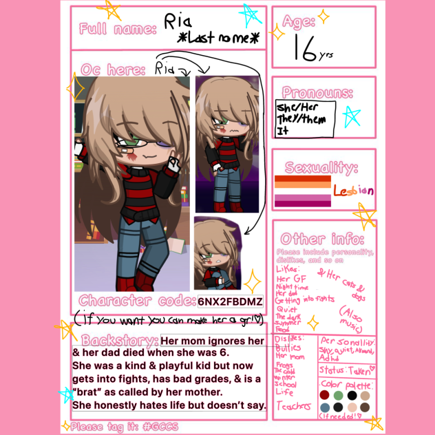 Character sheet for “Golden Child”!