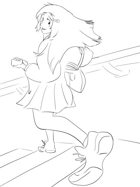 Walking down stairs view