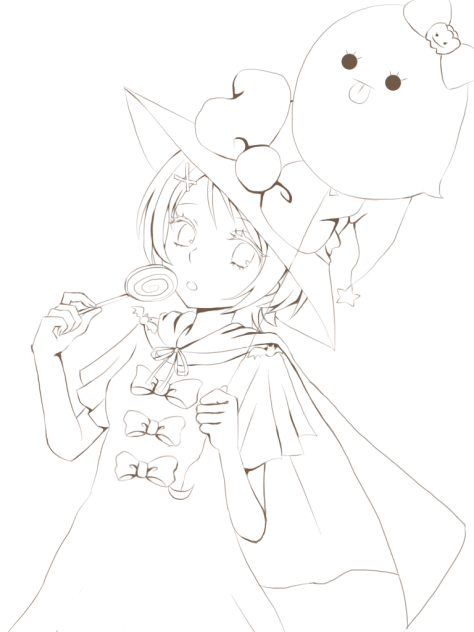 線画リン(ハロウィン仮装2)