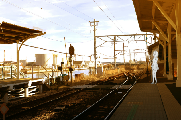 夕暮れの駅 Ibispaint